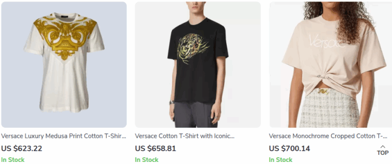 Discount Versace clothing, shoes and accessories including luxury handbags, sneakers, polo shirts, jackets and apparel on sale at AllDayDiscount.store.